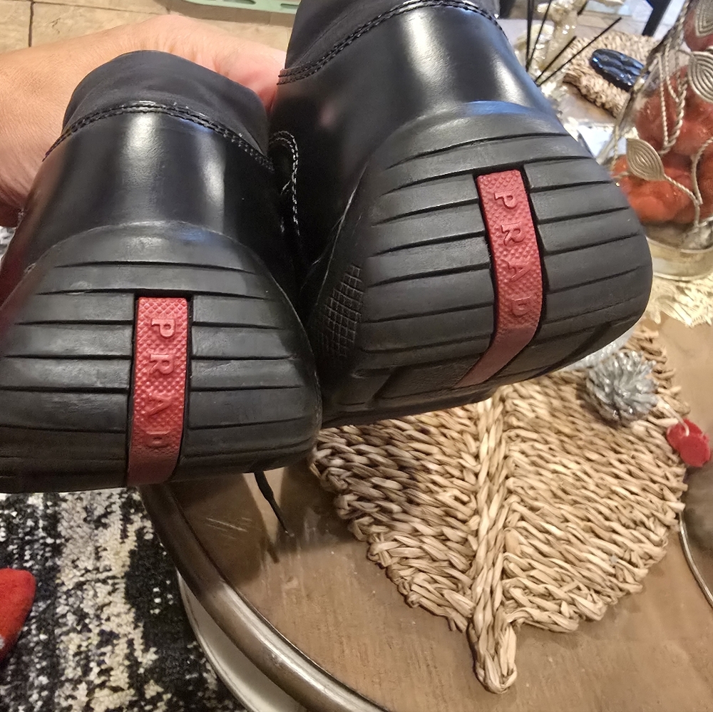 Prada Men's Black Leather Sneakers - Picture 6 of 17
